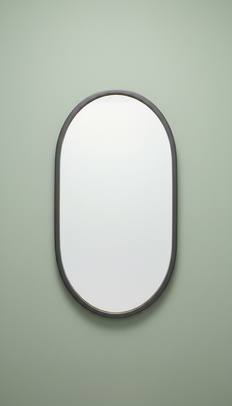 Ellipse Wall Mirror with Matte Metal Frame